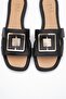 Mi̇lli̇e Black Genuine Leather Buckle Women's Slippers - 2