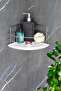 Chrome Wire Corner Shampoo Holder with Crystal Shelf Adhesive Bathroom Corner Shower Shelf - 2