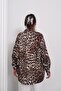 Digital Printed Thin Knitwear Leopard Pattern Oversize Shirt - 7
