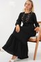 Women's Embroidered Long Hijab Dress 2550 - Black - 2