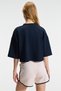 Vela Women's Stretchy Fabric Crew Neck Oversize Fit Navy Blue T-Shirt - 5