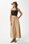 Women's Trend Modal Cool Fabric Beige Elastic Waist Pocket Comfortable Fit Long Skirt - 6