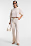 Ashera Women's Stretchy Fabric Wide Leg Slim Fit Beige Sweatpants