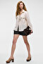 Quineta women's 100% cotton linen-look comfortable regular fit black shorts - 5