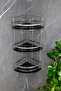 Triple Shampoo Holder with Crystal Shelf and Chrome Lamas Adhesive Bathroom Organizer Corner Shelf - 4