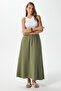 Women's Trend Modal Cool Fabric Khaki Elastic Waist Pocket Comfortable Fit Long Skirt