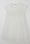Girl's Dress Embroidered Tulle 2-6 Years, White - 3