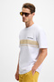Lamıne Men's Print and Embroidery Detailed 100% Organic Cotton Crew Neck Regular Fit White T-Shirt - 5