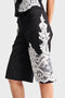Women's Black Color Lace Embroidered Midi Length Design Fabric Bermuda Shorts - 2