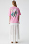 Caitlyn Women's Oversize Crew Neck Pink T-Shirt - 6