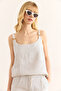 Women's Blue Ring Accessory Striped Muslin Bell Blouse Blz-19002958 - 3