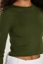 Women's Slim Fit Slim Fit Long Sleeve Crew Neck Green Blouse - 3