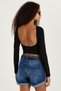 Women's Slim Fit Slim Fit Crew Neck Back Detailed Black Blouse - 5