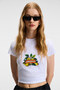 Tessira Women's 100% Cotton Crew Neck Printed Slim Fit White T-Shirt - 3