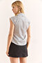 Women White Shirt Collar Side Tie Striped Cotton Blouse Blz-19002976 - 5