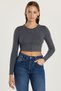 Women's Slim Fit Slim Fit Long Sleeve Crew Neck Anthracite Cardigan - 4