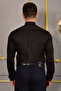 Men's Black Ancestor Collar Cotton Satin Slim Fit Shirt - 4