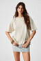 Lagertha Women's 100% Organic Cotton Thick Texture Oversized Fit Round Neck Stone Color T-Shirt - 3