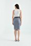 Gray Rubber and Binding Detailed Midi Bodycon Knitted Skirt - 2