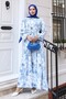 Patterned Hijab Dress Blue 536