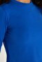 Women's Slim Fit Cotton Plain Crew Neck Blue Blouse - 3