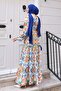 Patterned Hijab Dress Orange 519 - 5