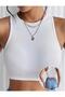 Women's Zero Sleeve Ribbed Crew Neck Crop Blouse - 3