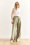 Women's Khaki Pocket Pleated Flowy Wide Leg Pants Pnt-19000349 - 5