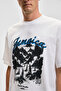 Benfica Men's 100% Organic Cotton Printed Detailed Oversize Short Sleeve Crew Neck White T-Shirt - 5