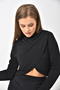 Black Double Breasted Long Sleeve Sandy Fabric Blouse - 4