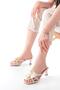 S-622 White Orchid Detailed Thin Heeled Women's Slippers