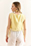 Women's Yellow Double Layer Dirty Stitching Lace Detailed Muslin Blouse Blz-19002924 - 5