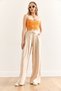 Women's Stone Pocket Pleated Flowy Wide Leg Pants Pnt-19000349 - 4