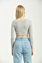 Gray U Neck Long Sleeve Sports Blouse - 3