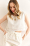 Women's White Double Layer Dirty Stitching Lace Detailed Muslin Blouse Blz-19002924 - 2