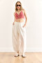 Women's White Pocket Lined Shalwar Trousers Pnt-19000348 - 2