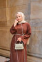 Women's Straw Belt Dress Brown - 4