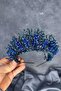 Indigo blue elisa design beaded bridal henna crown hair accessory - 3
