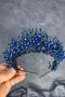 Indigo blue elisa design beaded bridal henna crown hair accessory - 7