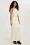 Women's Slim Fit Slim Fit Knitted Pattern Crew Neck Ecru Dress