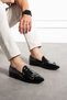 Men's Black Double Buckle Patent Leather Casual Shoes - 3