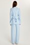Women's Standard Fit Long Sleeve Double Breasted Lapel Button Blue Jacket Pants Suit - 5