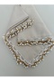 Pearl Beaded Gold Hand Embroidered Scarf Writing 100x100cm - 3