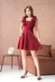 Burgundy Crepe Fabric Strapless Neckline Lacing Strap Detailed Flared Cut Short Burgundy Evening Dress 2030 - 6