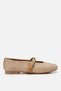 Women's Beige Straw Detailed Ballerinas