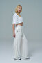 Soft Touch Beige High Waist Modal Fabric Women's Palazzo Loose Leg - 7