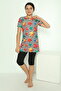Girl's Tights Short Sleeve Star Patterned Hijab Swimsuit 1904-18 - 7