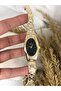Vintage Tiny Stone Detailed Inside Black Gold Women's Wristwatch - 2