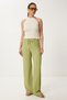 Textured Wide Leg Summer Knitted Trousers Caglia Green Lzv0009