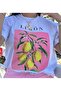Women's Summer Energetic Lemon and Floral Printed White T-Shirt - 3